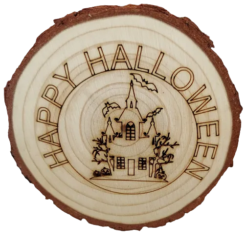 Haunted House on wood slab